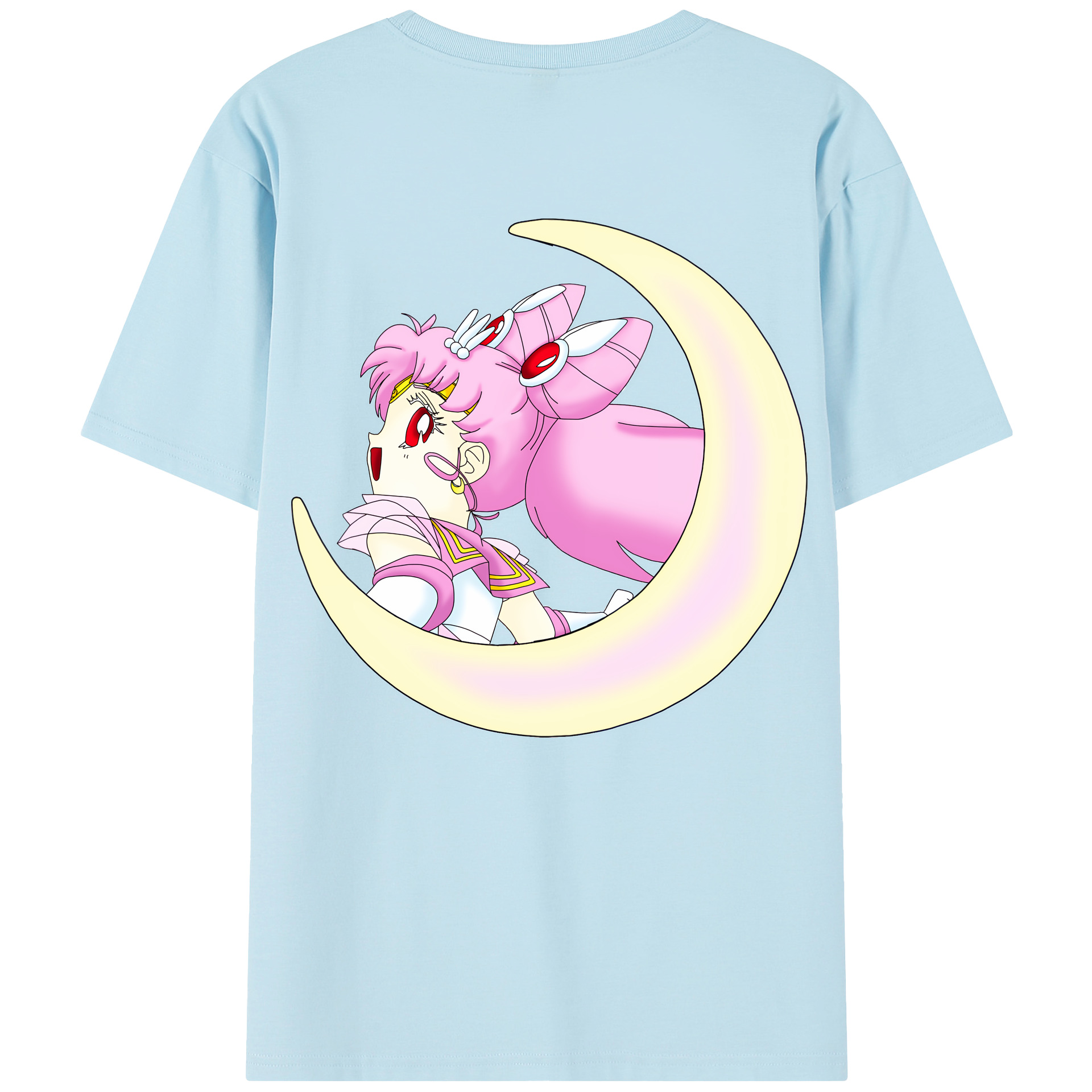 （画像用） 美少女戦士セーラームーン ちびうさ Sailor Moon Chibiusa Tsukino Usagi Small Lady Serenity 綿100％半袖Tシャツ（背面プリント）